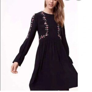 LOFT Black Embroidered Dress 12